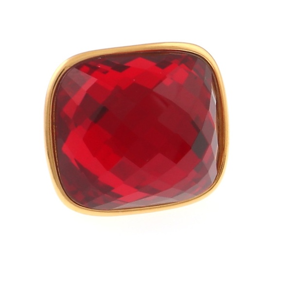 Gold Tone Stainless Steel Ring With Acryclic Stone - Picture 2 of 3